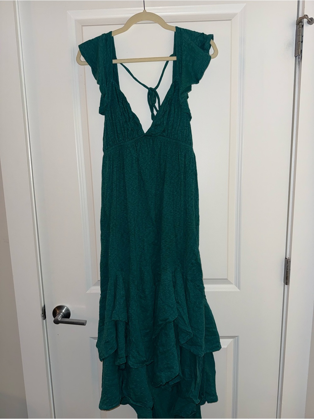 Free People Women’s Teal Ruffle Maxi Dress